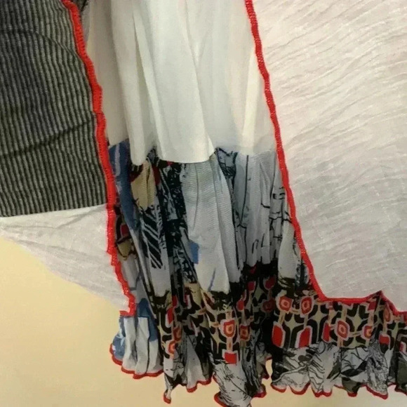 Miss Nikky fully lined, boho, patchwork summer dress w asymmetrical bottom hem - Picture 4 of 8